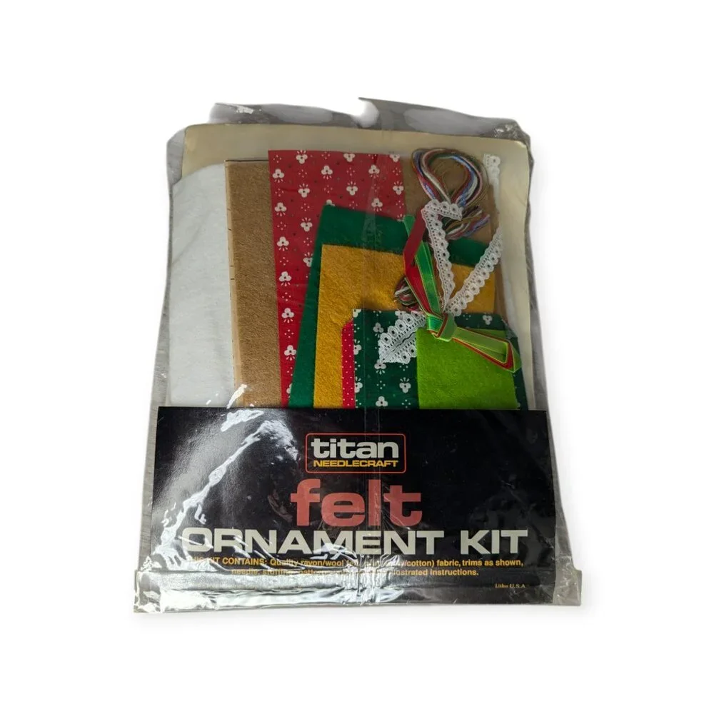 Vintage 1985 Titan Needlecraft Felt Ornament Kit Set of 4- 4